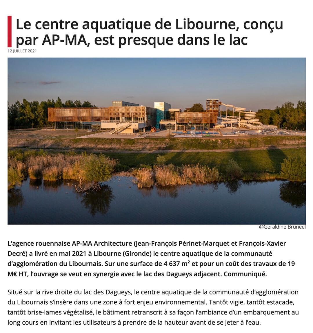 Blog Chroniques d'Architecture : le centre aquatique de Libourne