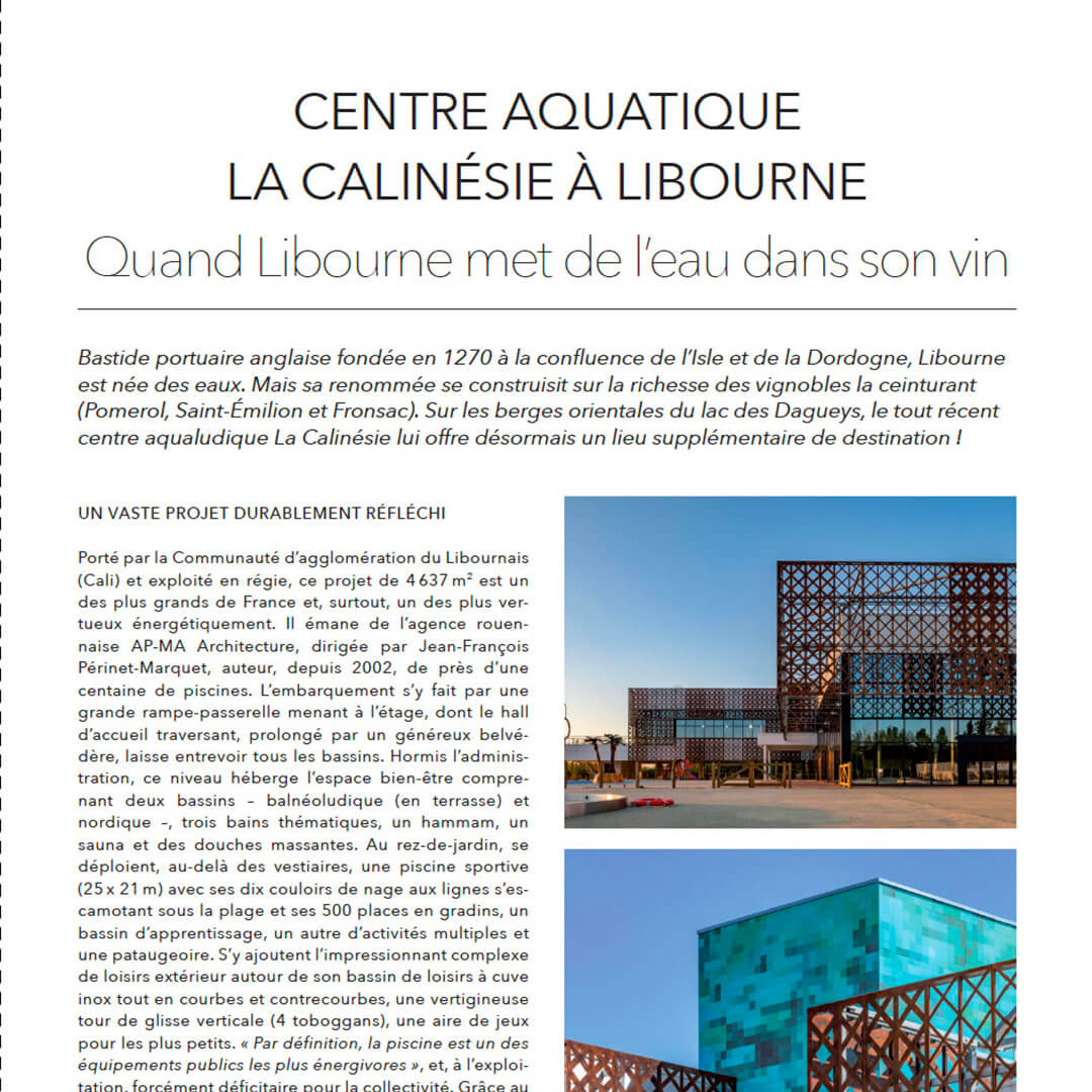 Centre aquatique de Libourne dans la revue Matières